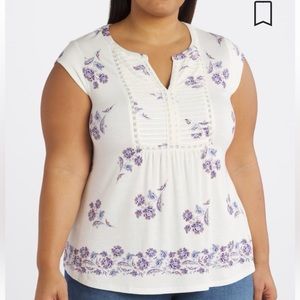 Daniel Rainn Patoka Pleated Split
Neck Knit Top